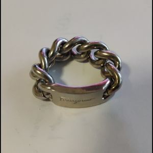 Ferragamo metallic chain ring